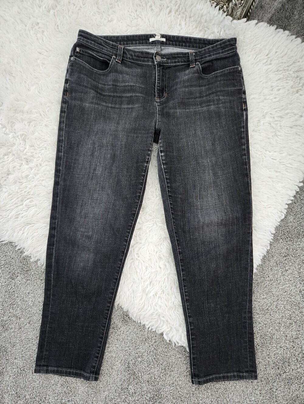 Eileen Fisher Organic Cotton Jeans. Washed black. Size 14P